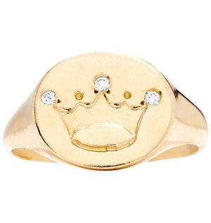 Helen Ficalora Gold Crown Diamond Signet Ring