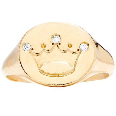 Helen Ficalora Gold Crown Diamond Signet Ring