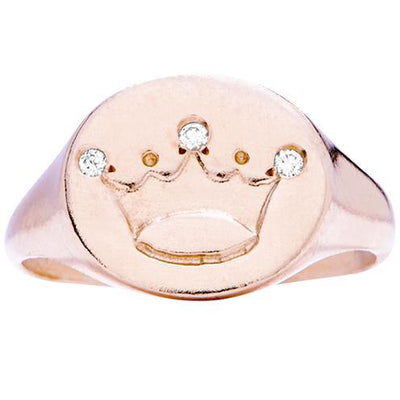 Helen Ficalora Gold Crown Diamond Signet Ring