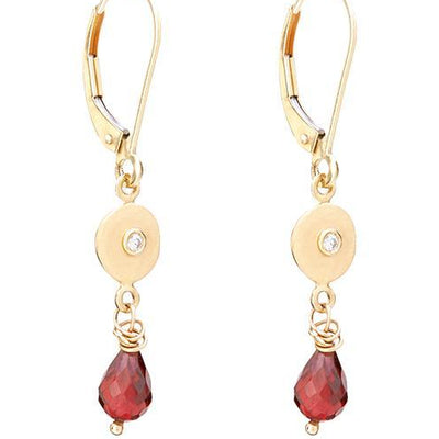 Antique Garnet dangle earrings, 9 k rose gold, 19th century - Ruby Lane