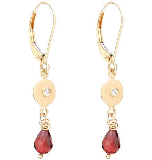 Dangle Disk Earrings With Diamond And Garnet Jewelry Helen Ficalora 14k Yellow Gold