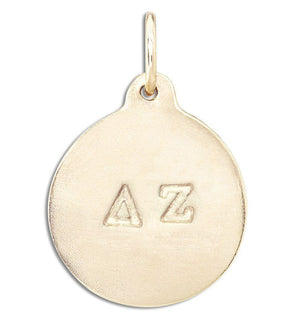 "Delta Zeta" Disk Charm Jewelry Helen Ficalora 14k Yellow Gold For Necklaces And Bracelets