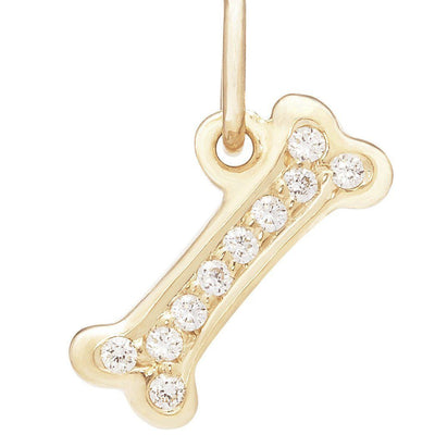 Helen Ficalora 14k Yellow Gold Dog Bone Pendant - Pavé Diamonds