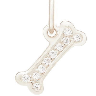 Helen Ficalora 14k White Gold Dog Bone Pendant - Pavé Diamonds