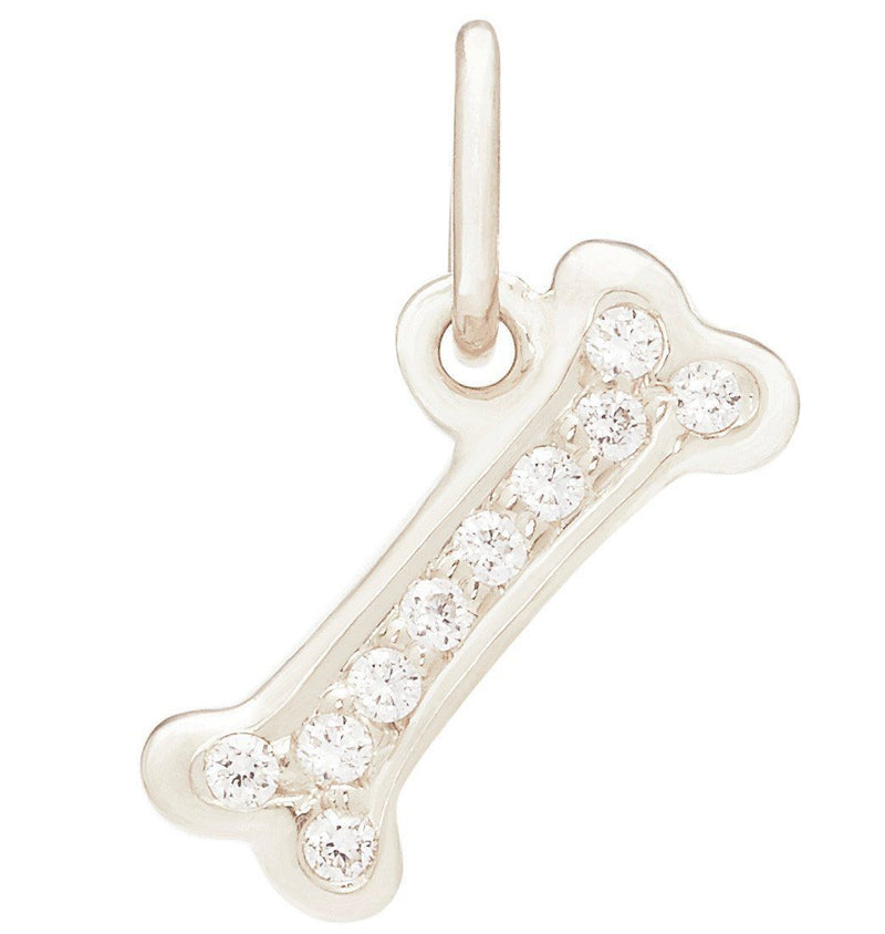 Helen Ficalora 14k White Gold Dog Bone Pendant - Pavé Diamonds