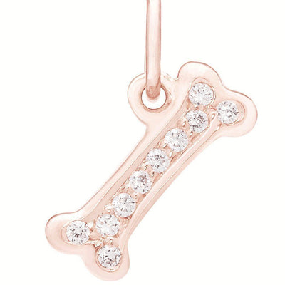 Helen Ficalora 14k Rose Gold Dog Bone Pendant - Pavé Diamonds