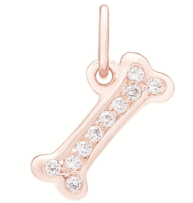 Helen Ficalora 14k Rose Gold Dog Bone Pendant - Pavé Diamonds
