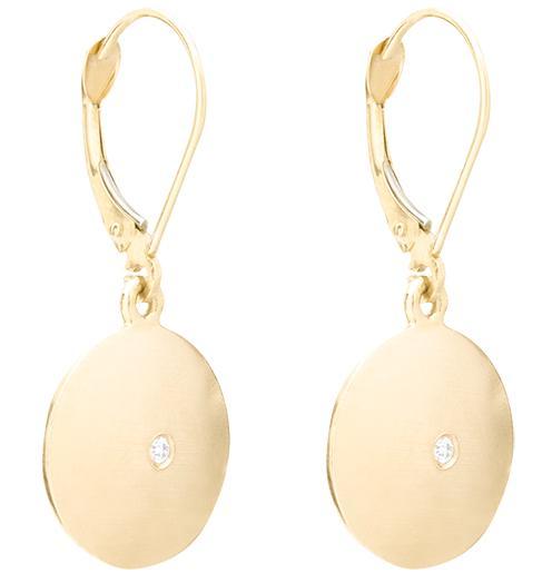 Domed Dangle Disk Earrings With Diamond Jewelry Helen Ficalora 14k Yellow Gold