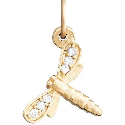 Dragonfly Mini Charm Pavé Diamonds Jewelry Helen Ficalora 14k Yellow Gold