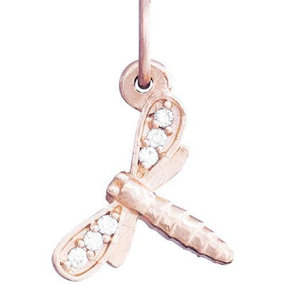Dragonfly Mini Charm Pavé Diamonds Jewelry Helen Ficalora 14k Pink Gold