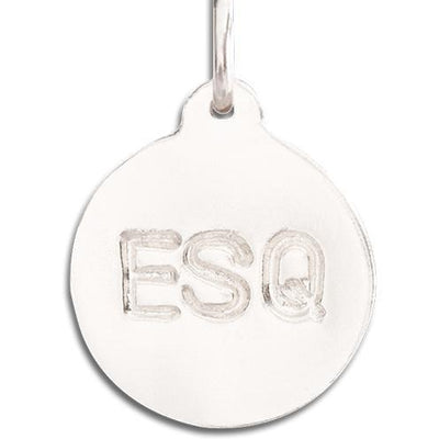 "ESQ" Disk Charm Jewelry Helen Ficalora 14k White Gold