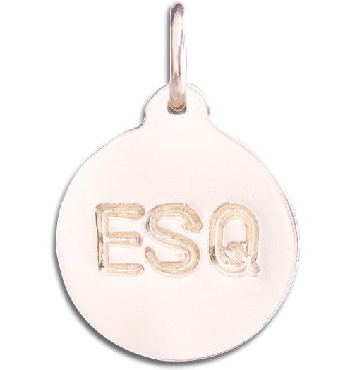 "ESQ" Disk Charm Jewelry Helen Ficalora 14k Pink Gold