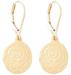 Etched Rose Dangle Earrings Jewelry Helen Ficalora 14k Yellow Gold