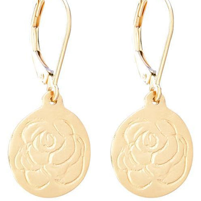 Etched Rose Dangle Earrings Jewelry Helen Ficalora 14k Yellow Gold
