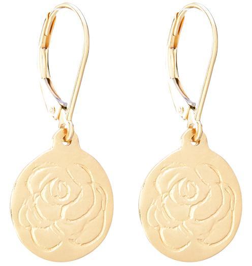 Etched Rose Dangle Earrings Jewelry Helen Ficalora 14k Yellow Gold