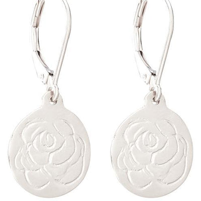 Etched Rose Dangle Earrings Jewelry Helen Ficalora 14k White Gold