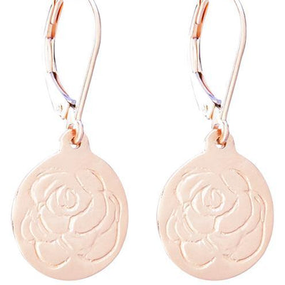 Etched Rose Dangle Earrings Jewelry Helen Ficalora 14k Pink Gold