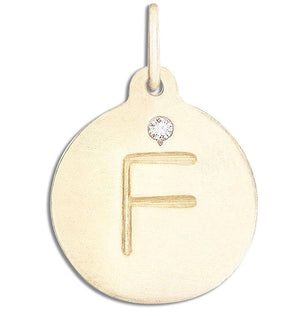 "F" Alphabet Charm With Diamond Jewelry Helen Ficalora 14k Yellow Gold  For Necklaces And Bracelets