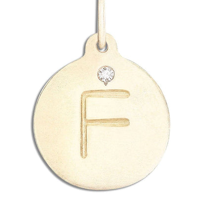 "F" Alphabet Charm With Diamond Jewelry Helen Ficalora 14k Yellow Gold  For Necklaces And Bracelets
