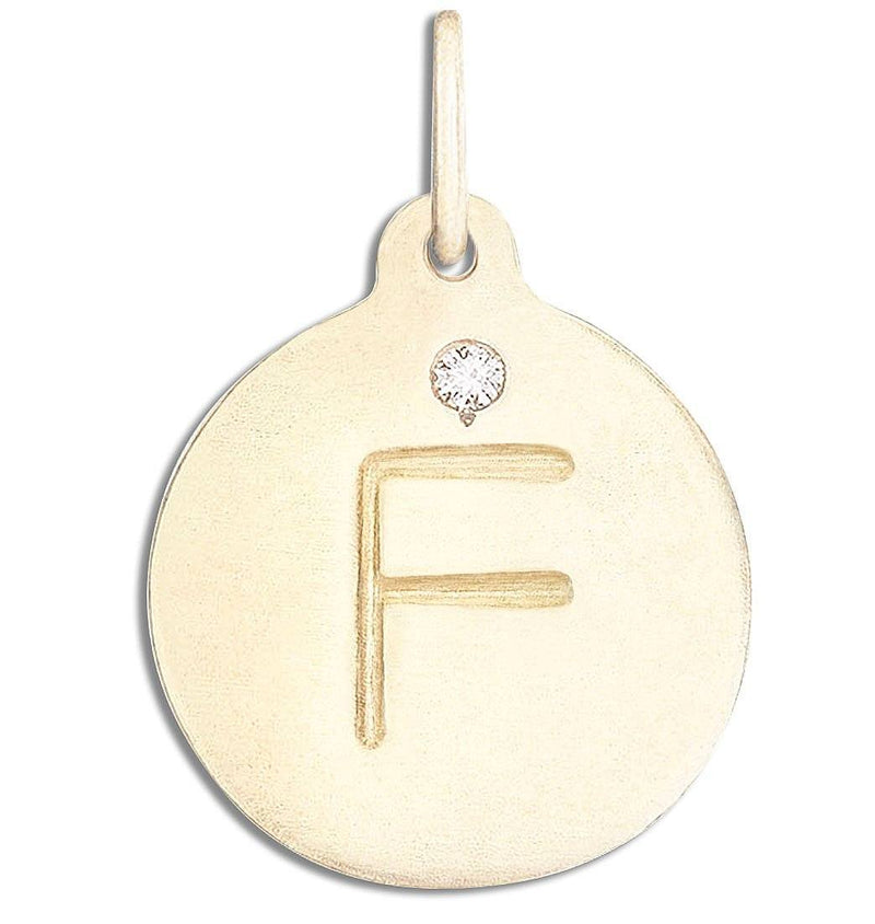 "F" Alphabet Charm With Diamond Jewelry Helen Ficalora 14k Yellow Gold  For Necklaces And Bracelets