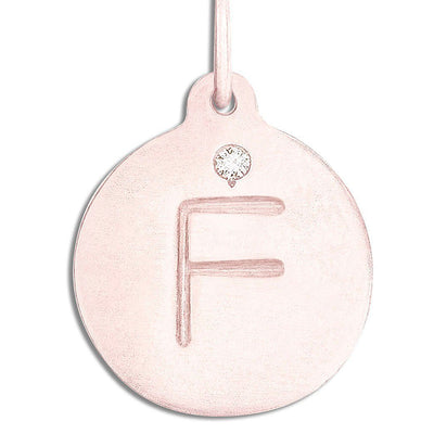 "F" Alphabet Charm With Diamond Jewelry Helen Ficalora 14k Pink Gold  For Necklaces And Bracelets