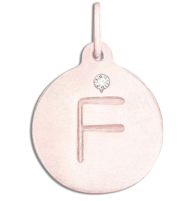 "F" Alphabet Charm With Diamond Jewelry Helen Ficalora 14k Pink Gold  For Necklaces And Bracelets