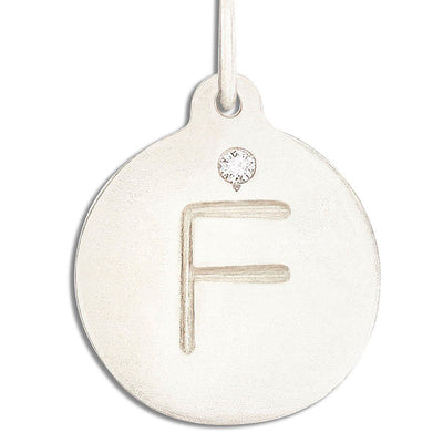 "F" Alphabet Charm With Diamond Jewelry Helen Ficalora 14k White Gold  For Necklaces And Bracelets