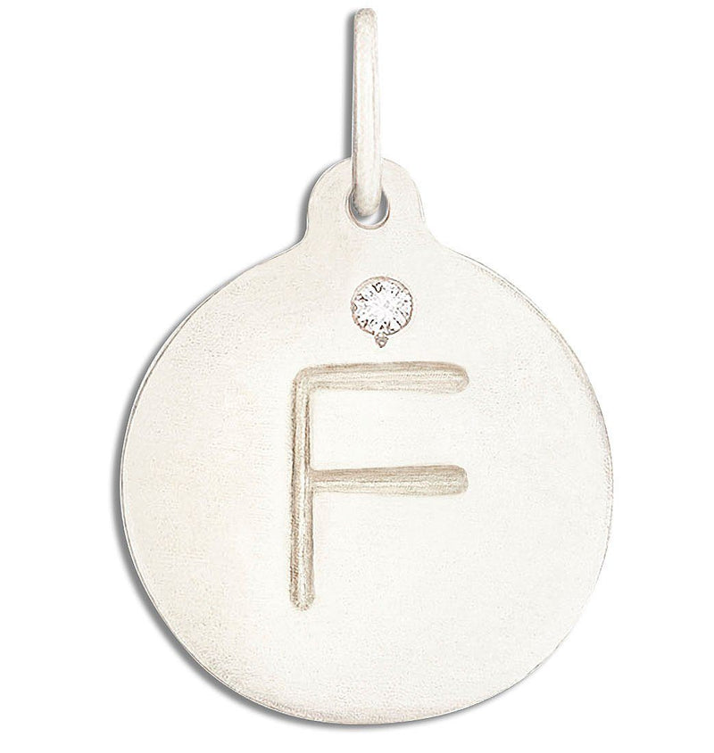"F" Alphabet Charm With Diamond Jewelry Helen Ficalora 14k White Gold  For Necklaces And Bracelets