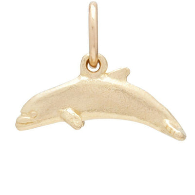 Flat Dolphin Mini Charm Jewelry Helen Ficalora 14k Yellow Gold