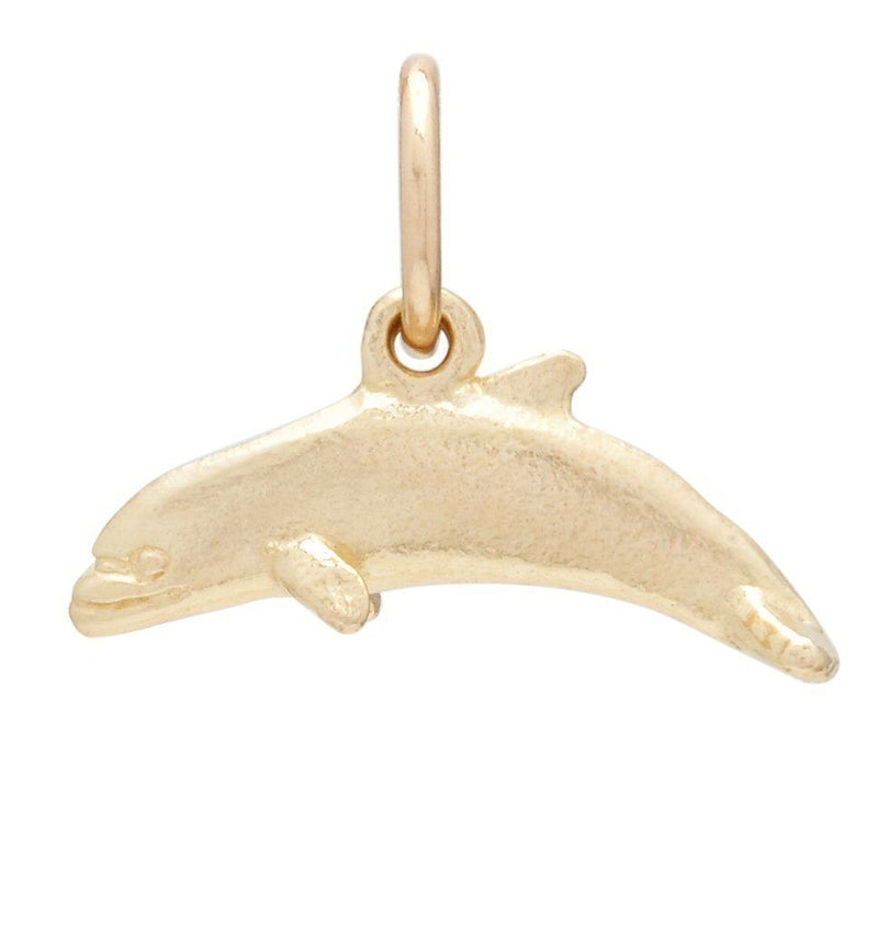 Flat Dolphin Mini Charm Jewelry Helen Ficalora 14k Yellow Gold