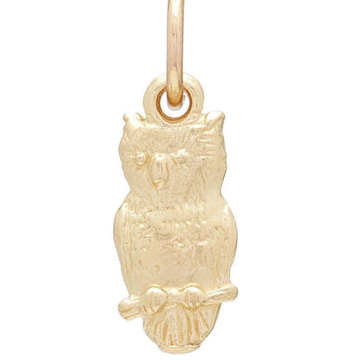 Flat Owl Mini Charm Jewelry Helen Ficalora 14k Yellow Gold