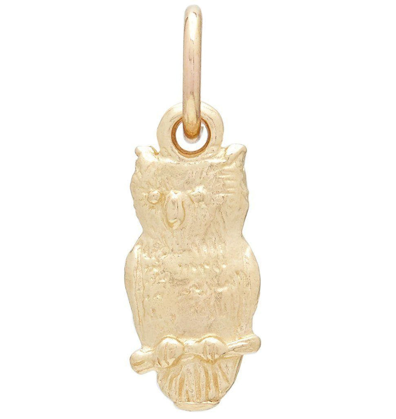 Flat Owl Mini Charm Jewelry Helen Ficalora 14k Yellow Gold