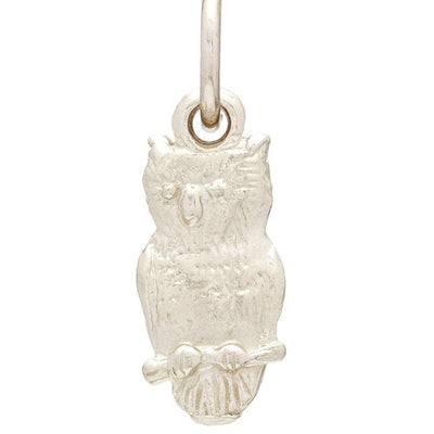 Flat Owl Mini Charm Jewelry Helen Ficalora 14k White Gold