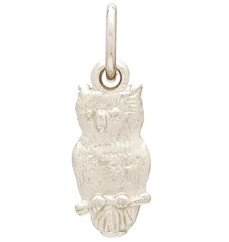 Flat Owl Mini Charm Jewelry Helen Ficalora 14k White Gold