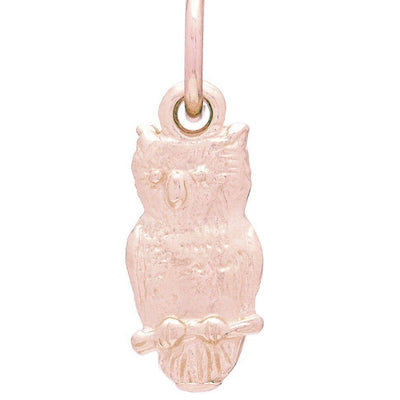 Flat Owl Mini Charm Jewelry Helen Ficalora 14k Pink Gold