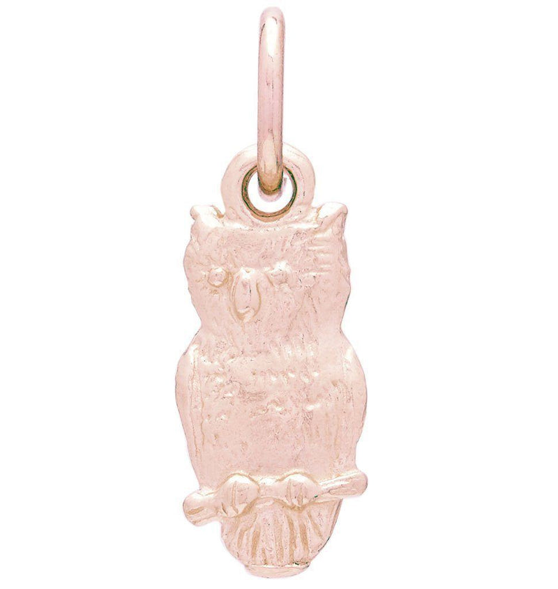 Flat Owl Mini Charm Jewelry Helen Ficalora 14k Pink Gold