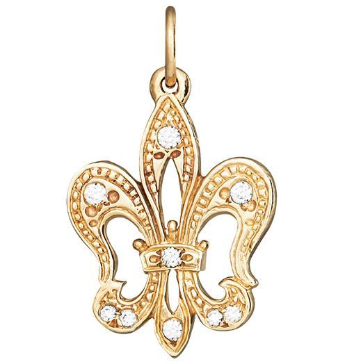 Fleur De Lis Charm Pavé Diamonds Jewelry Helen Ficalora 14k Yellow Gold