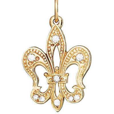Fleur De Lis Charm Pavé Diamonds Jewelry Helen Ficalora 14k Yellow Gold