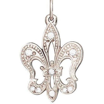 Fleur De Lis Charm Pavé Diamonds Jewelry Helen Ficalora 14k White Gold