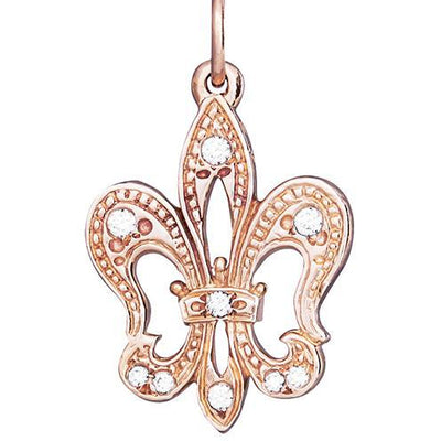 Fleur De Lis Charm Pavé Diamonds Jewelry Helen Ficalora 14k Pink Gold