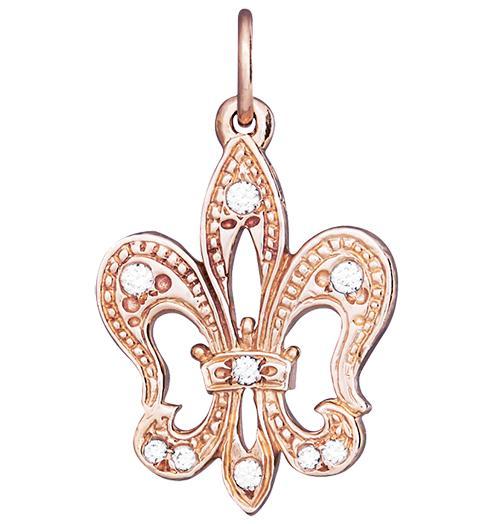 Fleur De Lis Charm Pavé Diamonds Jewelry Helen Ficalora 14k Pink Gold