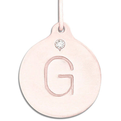 "G" Alphabet Charm With Diamond Jewelry Helen Ficalora 14k Pink Gold  For Necklaces And Bracelets
