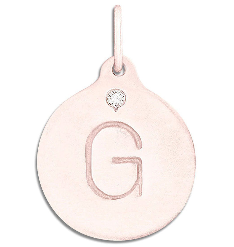 "G" Alphabet Charm With Diamond Jewelry Helen Ficalora 14k Pink Gold  For Necklaces And Bracelets