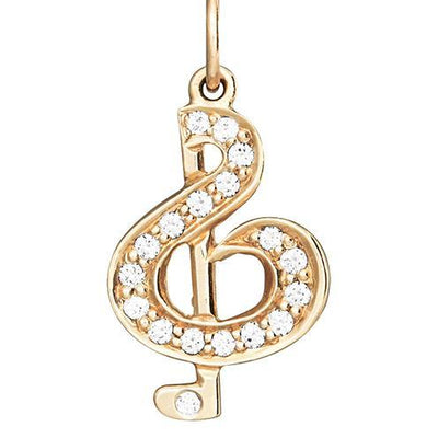 G-Clef Charm Pavé Diamonds Jewelry Helen Ficalora 14k Yellow Gold
