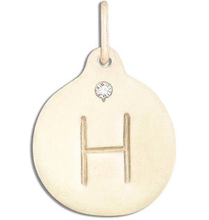 "H" Alphabet Charm With Diamond Jewelry Helen Ficalora 14k Yellow Gold  For Necklaces And Bracelets