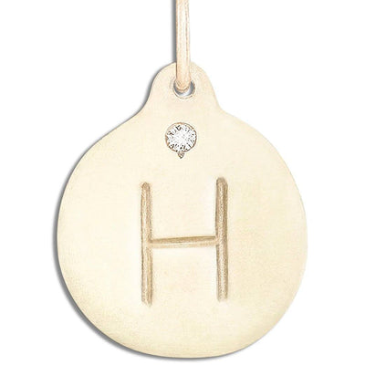 "H" Alphabet Charm With Diamond Jewelry Helen Ficalora 14k Yellow Gold  For Necklaces And Bracelets