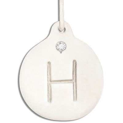"H" Alphabet Charm With Diamond Jewelry Helen Ficalora 14k White Gold  For Necklaces And Bracelets