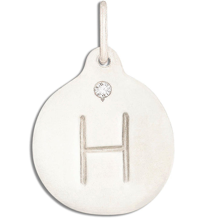 "H" Alphabet Charm With Diamond Jewelry Helen Ficalora 14k White Gold  For Necklaces And Bracelets