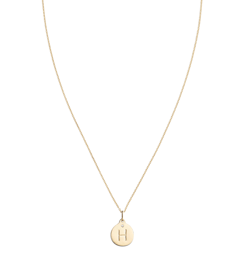 "H" Alphabet Charm With Diamond -  - Jewelry - Helen Ficalora - 5
