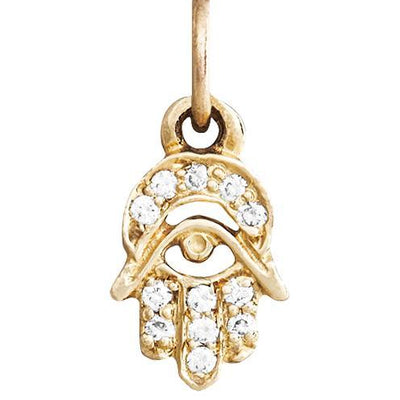 Hamsa Mini Charm Pavé Diamonds Jewelry Helen Ficalora 14k Yellow Gold For Necklaces And Bracelets